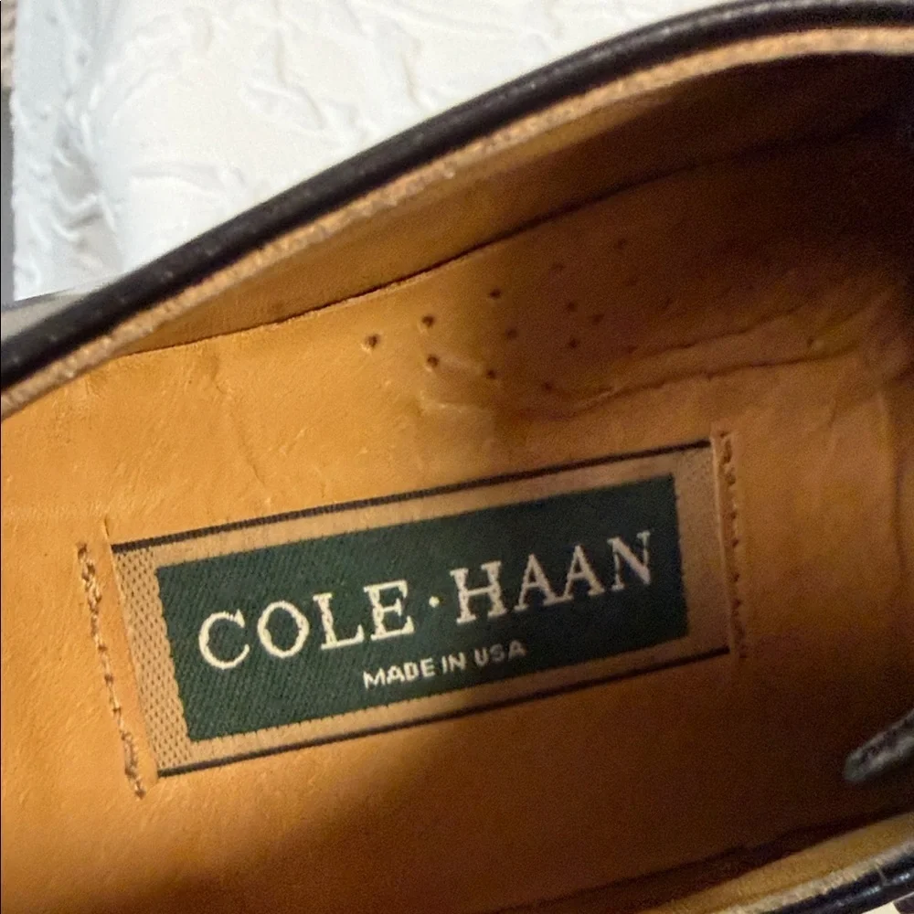 Cole Haan Men’s Black Leather Cap-Toe Derby Dress Shoes